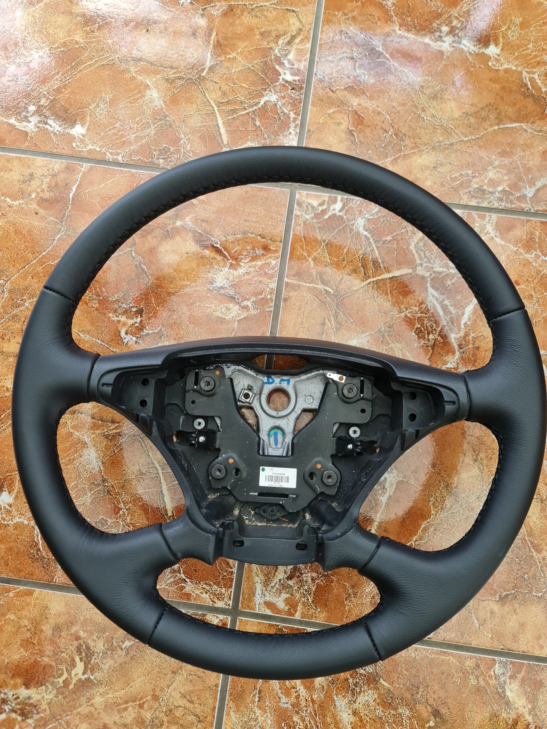 Fully restored Scania lorry steering wheel with premium custom stitched leather.